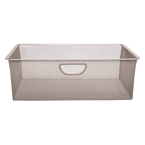 Closet Culture by Knape & Vogt 7.28 in. H x 16.65 in. W x 21.56 in. D Wire Mesh Basket in Champagne Nickel