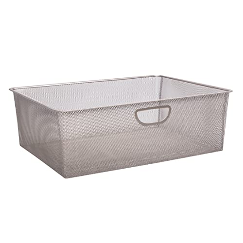 Closet Culture by Knape & Vogt 7.28 in. H x 16.65 in. W x 21.56 in. D Wire Mesh Basket in Champagne Nickel