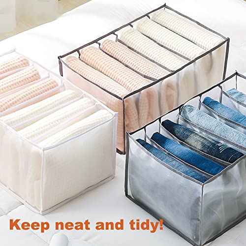 Wardrobe Clothes Organizer, 2 PCS Large Clothes Organizer for Folded Clothes, 17.5 in-7 Grid Drawer Organizers for Clothing, suitable for Hoodies/sweaters/jeans/towel