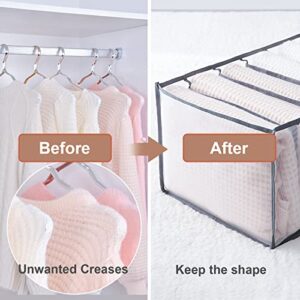 Wardrobe Clothes Organizer, 2 PCS Large Clothes Organizer for Folded Clothes, 17.5 in-7 Grid Drawer Organizers for Clothing, suitable for Hoodies/sweaters/jeans/towel