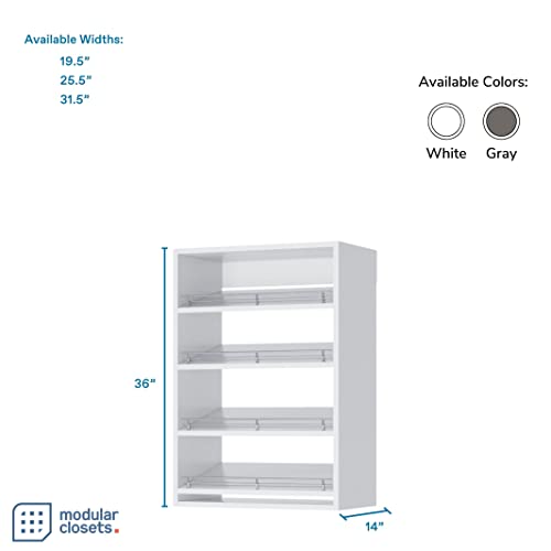 Short Closet Shelves Tower - Modular Closet System with Shoe Shelves (4) - Corner Closet System - Closet Organizers and Storage Shelves (White, 31.5 inches Wide) Closet Shelving