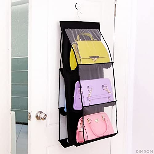 6 Multi Pocket Storage Purse Organizer for Closet - Clear dust proof bag storage Hanging Wardrobe Closet Organizer Handbag Storage Organizer - Closet Storage Wardrobe Organizer Purses and Handbags