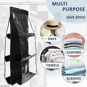 6 Multi Pocket Storage Purse Organizer for Closet - Clear dust proof bag storage Hanging Wardrobe Closet Organizer Handbag Storage Organizer - Closet Storage Wardrobe Organizer Purses and Handbags