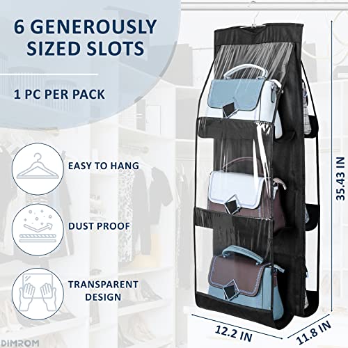 6 Multi Pocket Storage Purse Organizer for Closet - Clear dust proof bag storage Hanging Wardrobe Closet Organizer Handbag Storage Organizer - Closet Storage Wardrobe Organizer Purses and Handbags