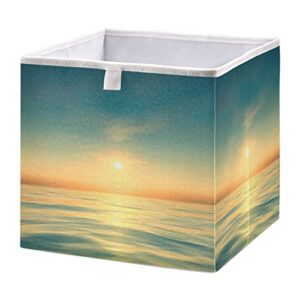 susiyo beautiful teal and orange sunset storage bin 11x11x11inch decorative collapsible fabric storage cubes organizer