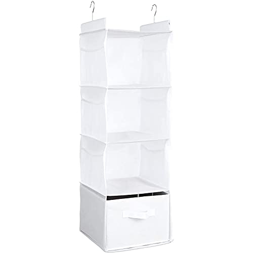 Farmlyn Creek 4-Shelf Hanging Closet Organizer with Pockets (White, 12 x 11.5 x 33.6 in)