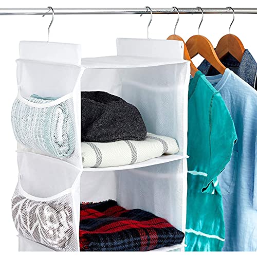 Farmlyn Creek 4-Shelf Hanging Closet Organizer with Pockets (White, 12 x 11.5 x 33.6 in)