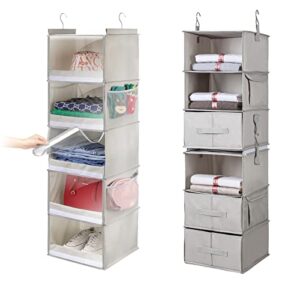 vailando hanging closet organizer for closet organizers and storage, hanging shelves with side pockets for wardrobe, nursery, baby clothes organization