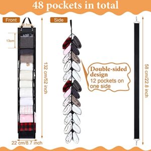 2 Pcs Yoga Legging Storage Space Saving Bag Storage Hanger Foldable Bags Organizer Hanging Closet Organizer Portable Purse Holder with 24 Roll Independent Compartments for Rolls Clothes Jeans, Black