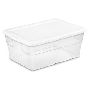 sterilite 16 quart stackable clear plastic storage tote container with opaque latching lid for home and office organization, clear (36 pack)