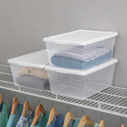 Sterilite 16 Quart Stackable Clear Plastic Storage Tote Container with Opaque Latching Lid for Home and Office Organization, Clear (36 Pack)