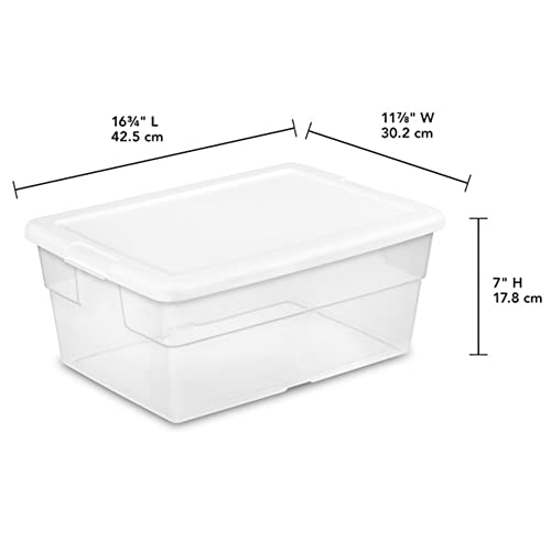 Sterilite 16 Quart Stackable Clear Plastic Storage Tote Container with Opaque Latching Lid for Home and Office Organization, Clear (36 Pack)