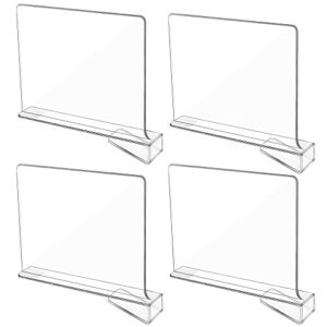 Shelf Dividers Acrylic, Set of 4, Clear Shelf Dividers for Closet Organization, Transparent Closet Separators for Clothes, Sweater and Purse Organizer for Long Shelves and Closet