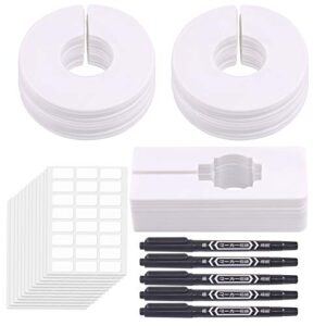 glarks 46pcs white round clothing size closet rack dividers hangers and rectangular clothing rack size dividers with 12pcs white labels and 5 marker pens used for home closet cloth store