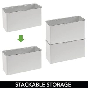 mDesign Plastic Household Stackable Storage Organizer Box Containers with Hinged Lid for Bedroom, Bathroom, Entryway, Hallway, Kitchen, Garage, Playroom, or Craft Room, Light Gray/Clear