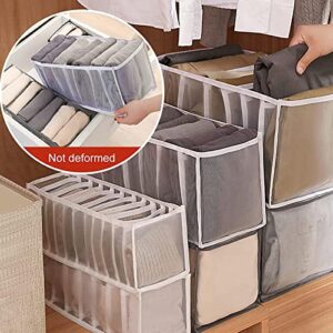 MUSJOS 5PCS 6/7/11 Grids Wardrobe Clothes Organizer, Washable Drawer Organizers for Clothing, Clothes Organizer Drawers, Clothes Organizer for Folded Clothes (White)