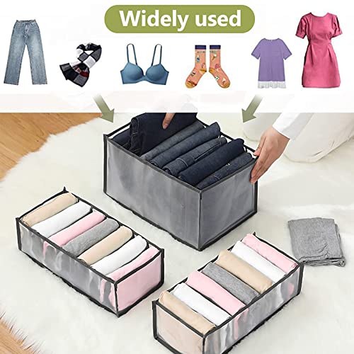 MUSJOS 5PCS 6/7/11 Grids Wardrobe Clothes Organizer, Washable Drawer Organizers for Clothing, Clothes Organizer Drawers, Clothes Organizer for Folded Clothes (White)