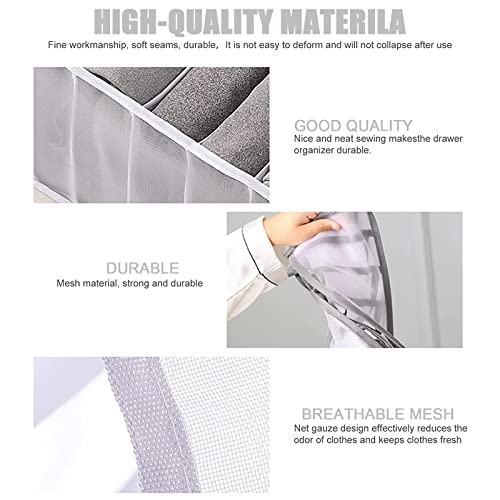 MUSJOS 5PCS 6/7/11 Grids Wardrobe Clothes Organizer, Washable Drawer Organizers for Clothing, Clothes Organizer Drawers, Clothes Organizer for Folded Clothes (White)