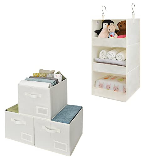 GRANNY SAYS Bundle of 1-Pack Hanging Closet Shelves & 3-Pack Durable Storage Bins