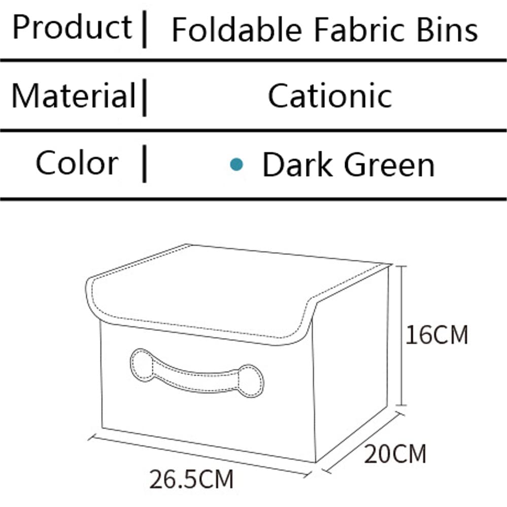 DKAOVH Storage Cubes, Cationic Fabric Bins with lids, Closet Organizers , Shelves Organizers, Foldable(Dark Green)