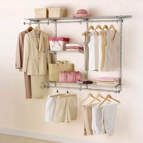 Rubbermaid Configurations 3-6 Feet Expandable Hanging and Shelf Space Custom DIY Closet Organizer Kit, Titanium (2 Pack)