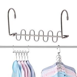 bloberey space saving hangers 6x2 slots metal magic cascading hanger closet organizer hanging closet wardrobe closet system(4 pack)