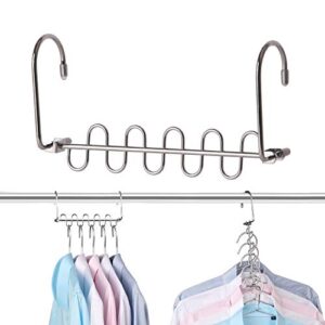 Bloberey Space Saving Hangers 6x2 Slots Metal Magic Cascading Hanger Closet Organizer Hanging Closet Wardrobe Closet System(4 Pack)