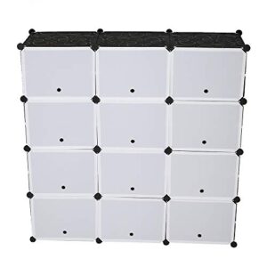 VINGLI Shoe Rack, Cube DIY Plastic Storage Organizer, Modular Closet Cabinet with Doors (48"x12"x48")