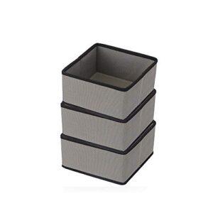 YBM Home Foldable Cube Storage Bin Basket Container, Great Tote Organizer for Closet, Drawer, Dresser and Home Organization, Gray with Black Trim (3, Small)