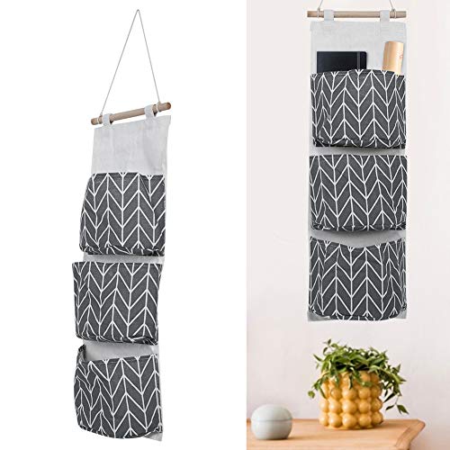 2PCS Wall Closet Hanging Storage Bag Wardrobe Organizer Toys Container Pocket Pouch Decor Hanging Storage Pouches for Bedroom Bathroom(Grey)