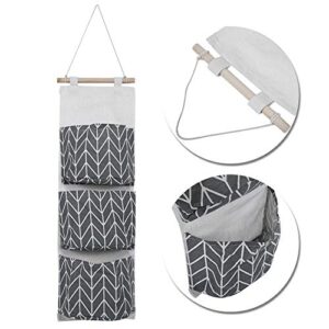 2PCS Wall Closet Hanging Storage Bag Wardrobe Organizer Toys Container Pocket Pouch Decor Hanging Storage Pouches for Bedroom Bathroom(Grey)