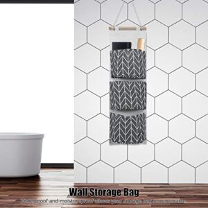 2PCS Wall Closet Hanging Storage Bag Wardrobe Organizer Toys Container Pocket Pouch Decor Hanging Storage Pouches for Bedroom Bathroom(Grey)