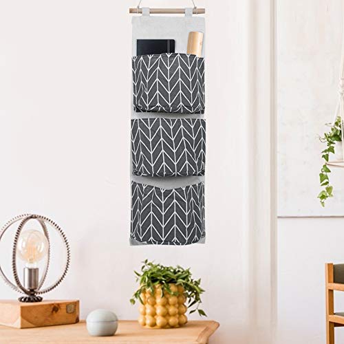 2PCS Wall Closet Hanging Storage Bag Wardrobe Organizer Toys Container Pocket Pouch Decor Hanging Storage Pouches for Bedroom Bathroom(Grey)
