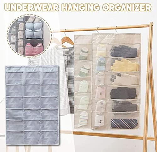 GUAGLL 24 Space Capacity Underwear Socks Storage Bag Non Woven Foldable Window Wardrobe Storage Bag for Underwear Socks