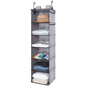 storage works 6-shelf hanging fabric closet organizer w/side pockets