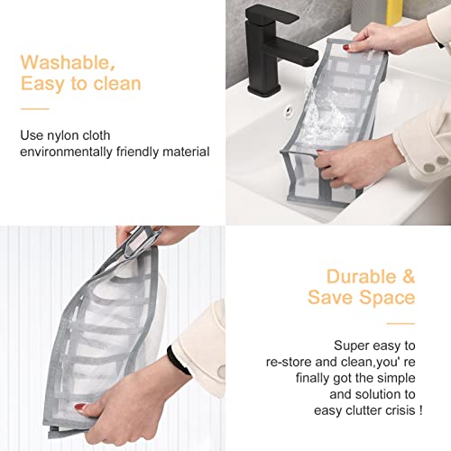 Chin-Best 2PCS Wardrobe Clothes Organizer, 7 Grids Foldable Visible Clothes Organizer for Folded Clothes, Drawer Organizer Clothes for Jeans,Legging,T-shirts,Pants (2PCS(Thin Jeans Grids))