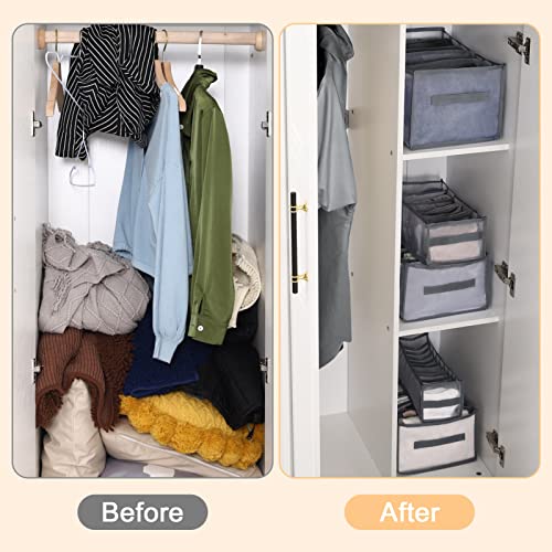 Chin-Best 2PCS Wardrobe Clothes Organizer, 7 Grids Foldable Visible Clothes Organizer for Folded Clothes, Drawer Organizer Clothes for Jeans,Legging,T-shirts,Pants (2PCS(Thin Jeans Grids))