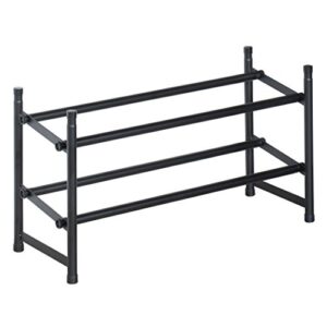 richards telescoping stackable/expandable free standing shoe rack, 2-tier holds up to 10-pair, matte black