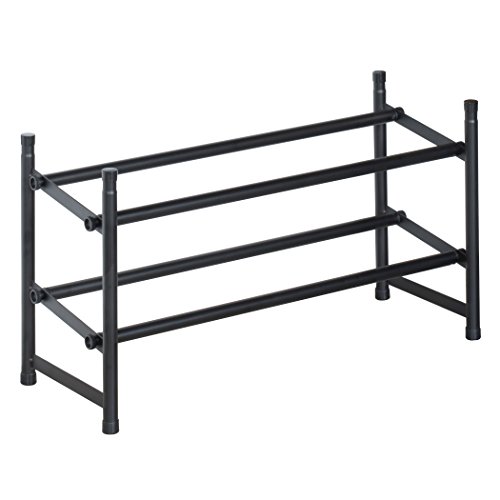 Richards Telescoping Stackable/Expandable Free Standing Shoe Rack, 2-Tier Holds Up To 10-Pair, Matte Black