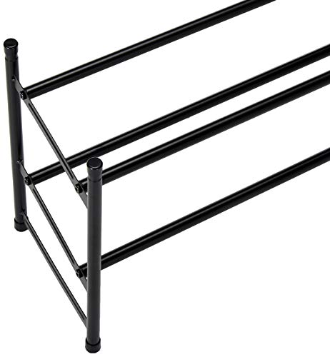 Richards Telescoping Stackable/Expandable Free Standing Shoe Rack, 2-Tier Holds Up To 10-Pair, Matte Black