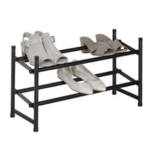 Richards Telescoping Stackable/Expandable Free Standing Shoe Rack, 2-Tier Holds Up To 10-Pair, Matte Black