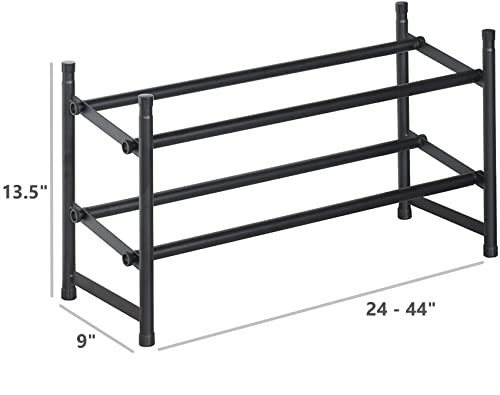 Richards Telescoping Stackable/Expandable Free Standing Shoe Rack, 2-Tier Holds Up To 10-Pair, Matte Black