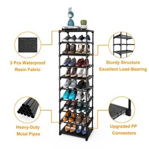 Dorub 10-Tier Shoe Rack Storage Organizer, Sturdy Metal Shoe Rack, Tall Narrow Standing Shoe Shelf,for Entryway, Hallway, Cloakroom, Garage, Dormitory,Walk-in Closets and Living Room