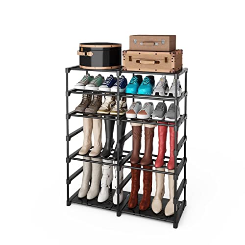 Dorub 10-Tier Shoe Rack Storage Organizer, Sturdy Metal Shoe Rack, Tall Narrow Standing Shoe Shelf,for Entryway, Hallway, Cloakroom, Garage, Dormitory,Walk-in Closets and Living Room