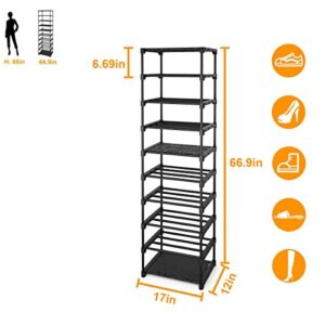 Dorub 10-Tier Shoe Rack Storage Organizer, Sturdy Metal Shoe Rack, Tall Narrow Standing Shoe Shelf,for Entryway, Hallway, Cloakroom, Garage, Dormitory,Walk-in Closets and Living Room