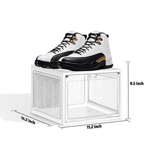 Shoe Boxes Shoe Containers Shoe Organizer for Closet, Shoe Storage Boxes Clear Shoe Boxes Stackable Large Shoe Storage Boxes with Hard Plastic Shoe Boxes Stackable, Clear Shoe Box As your boot & Shoe Boxes Drop Front Shoe Box 12 Pack (WAW12)