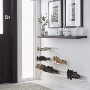 j-me Horizontal Shoe Rack – Wall Mounted Shoe Rack Organizer Keeps Shoes, Boots, Sneakers & Heels Off The Floor. A Modern Shoe Organizer For Your Entryway or Closet. (White - 28 inches)