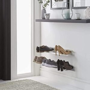 j-me Horizontal Shoe Rack – Wall Mounted Shoe Rack Organizer Keeps Shoes, Boots, Sneakers & Heels Off The Floor. A Modern Shoe Organizer For Your Entryway or Closet. (White - 28 inches)