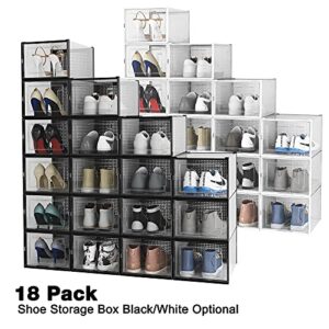 Yescom Foldable Shoe Storage Box 18 Pack Shoe Organizer Bins Closets Stackable Sneaker Container for Home Closet Apartment Use Clear Large Size