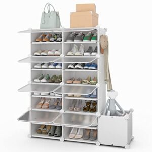 Plzlove Shoe Rack, 8 Tiers Shoe Storage 32 Pairs Shoe Storage Cabinet, Shoe Rack Organizer for Closet, Entryway, Hallway, Bedroom, Shoe Shelf Cabinet with Doors